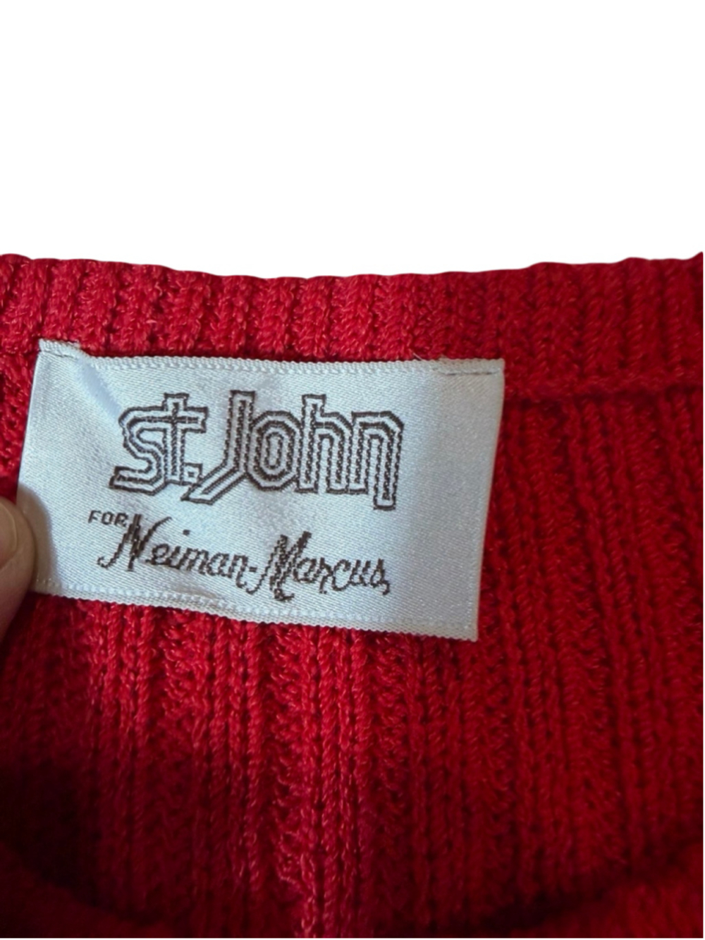 Vintage St. John Neiman Marcus Red Knit Short Sleeve Cardigan Jacket - Picture 4 of 6